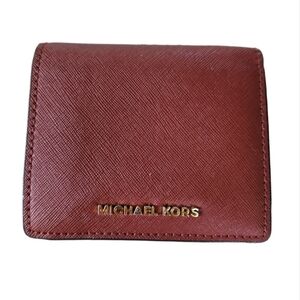 Michael Kors Cross Grain Leather Chestnut Jet Setter Snap Fold Wallet